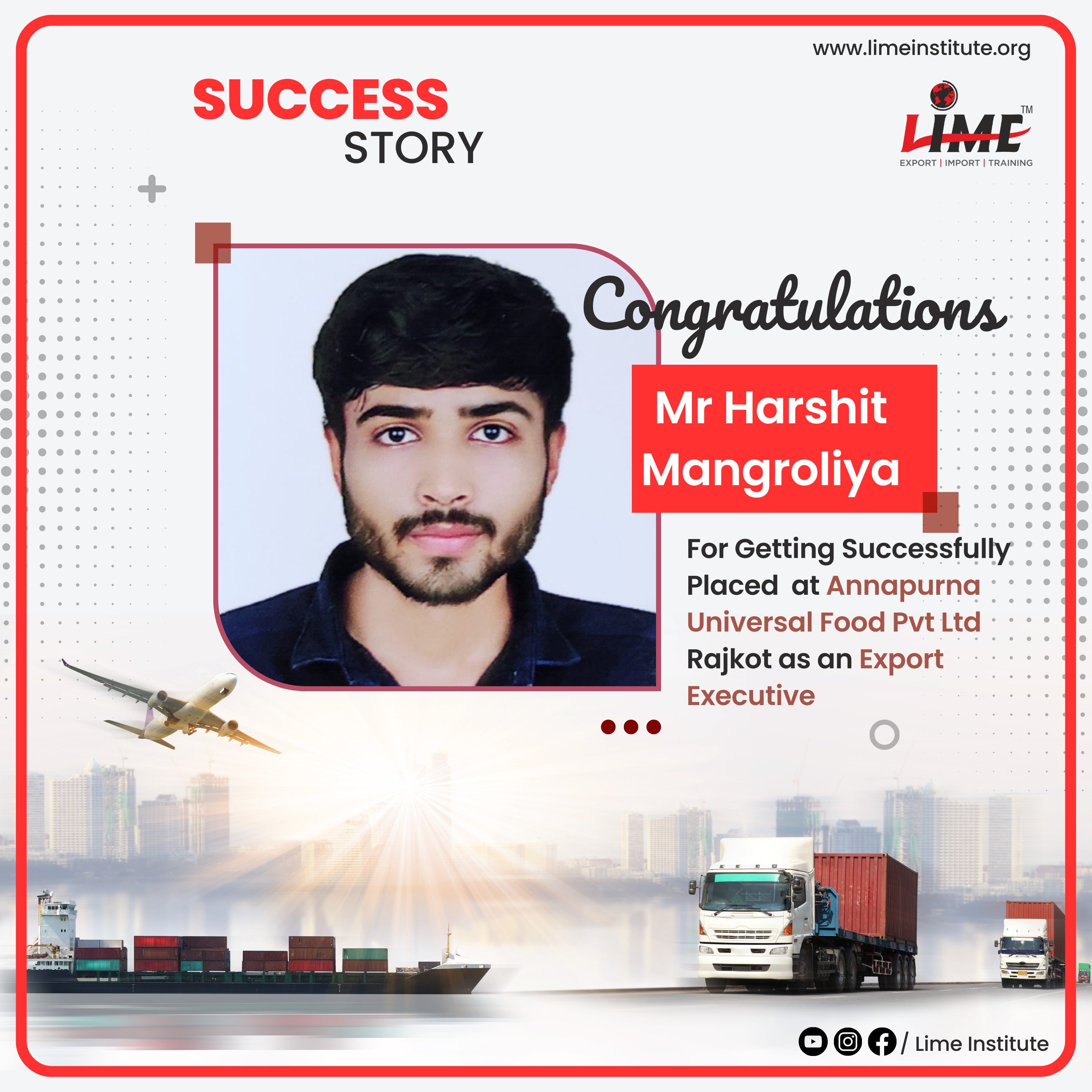 Congratulations Harshit, we at lime institute are feeling proud on your achievement