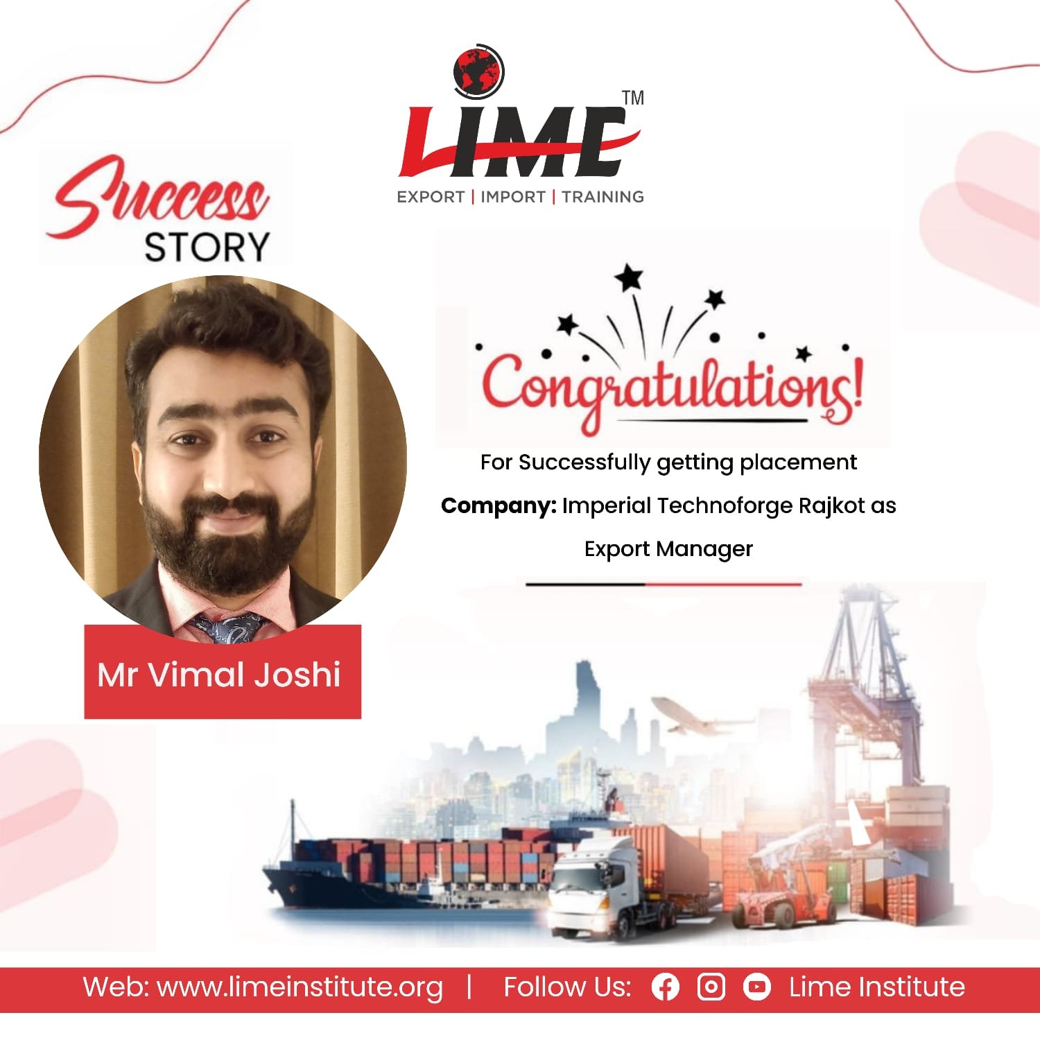 Celebrating Vimal Joshi's Remarkable Success in the World of Export-Import!