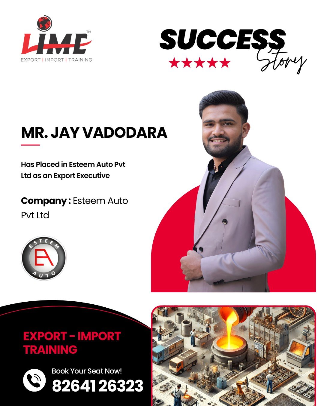 Jay Vadodariya Placed in Esteem Auto pvt. ltd.