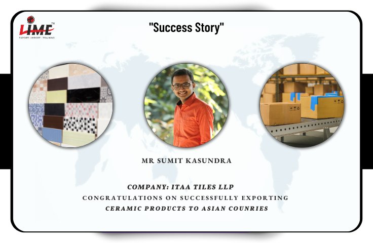 Mr Sumeet Kasundra who has recently exported #ceramicproducts to #Asiancountries